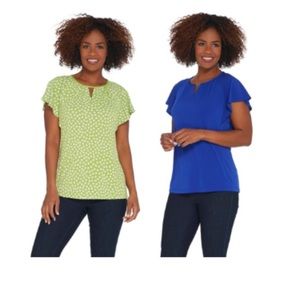 NWOT Susan Graver Liquid Knit Flutter Sleeve Tops